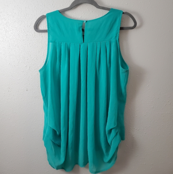 Everly Sheer Semi Casual Tank Teal - Picture 2 of 5